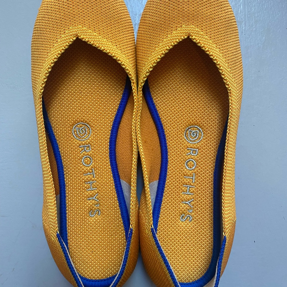 Rothy's The Flat Lemon Drop Gold Yellow Round Toe Flats Size 7.5